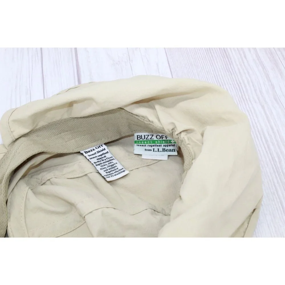 LL Bean Kids Tan Nylon Buzz Off Insect Shield Summer Trapper Hat Size L - Picture 6 of 9